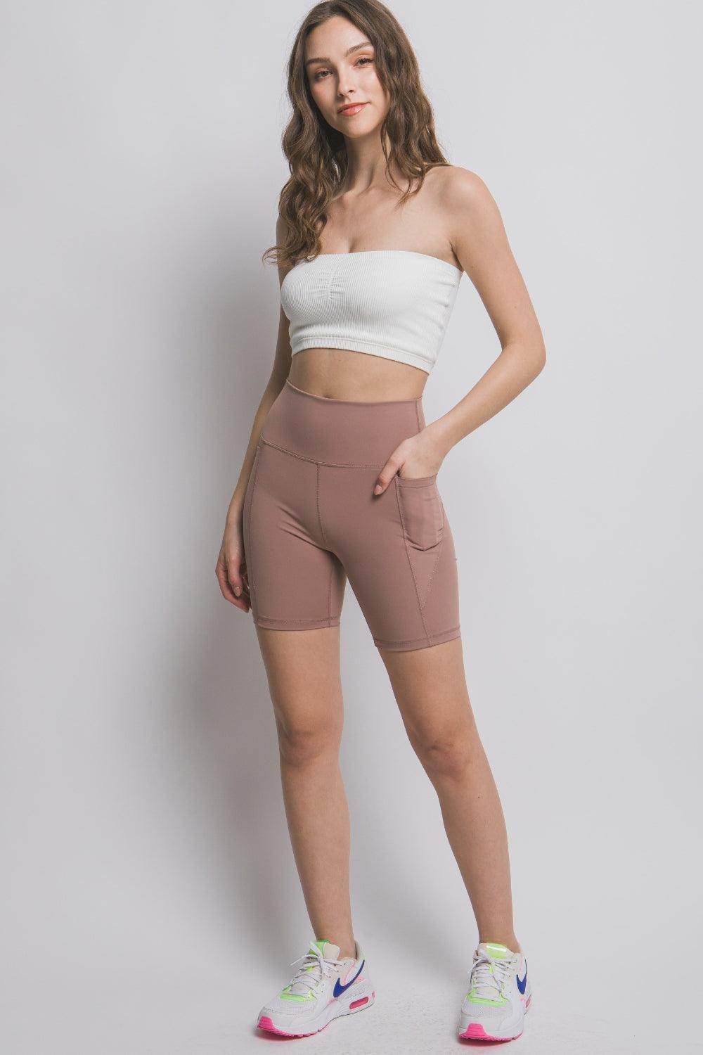 Love Tree High Waist Seam Detail Active Shorts for Women - Selvanelle