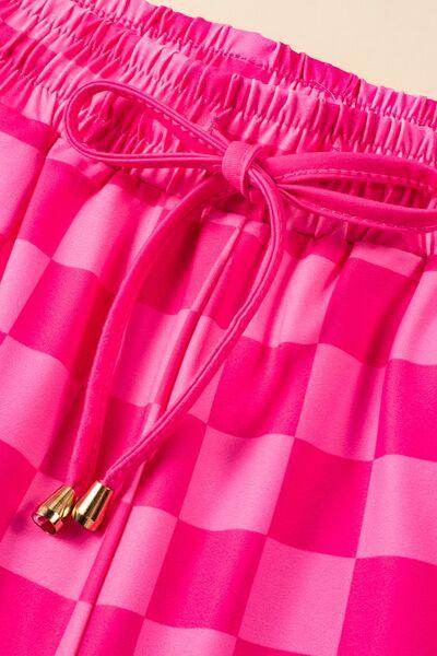 Drawstring Checkered Shorts with Pockets for Summer Fun - Selvanelle