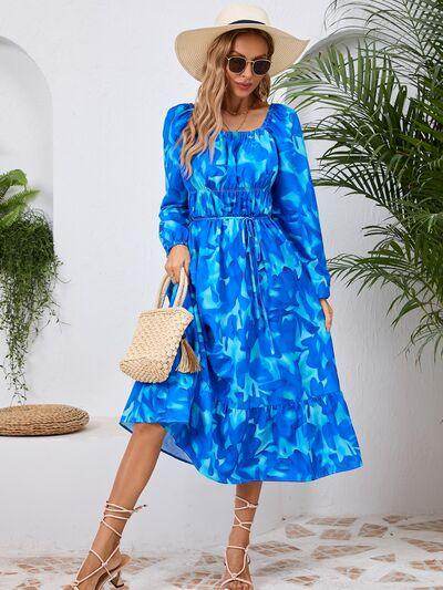 Stylish Printed Long Sleeve Midi Dress for All Occasions - Selvanelle