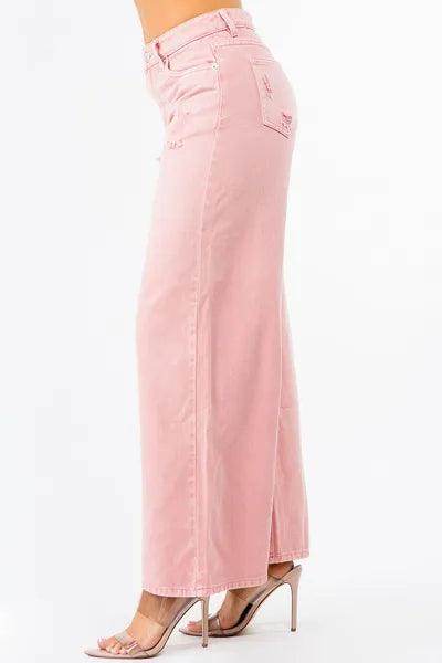 American Bazi High Waist Distressed Wide Leg Jeans Women - Selvanelle