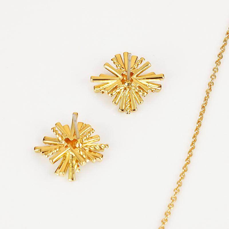 Starburst Gold-Plated Earrings and Necklace Set for Women - Selvanelle