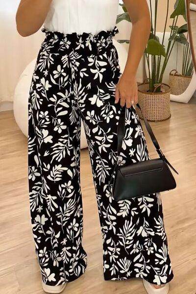 Full Size Printed High Waist Wide Leg Pants for Women - Selvanelle