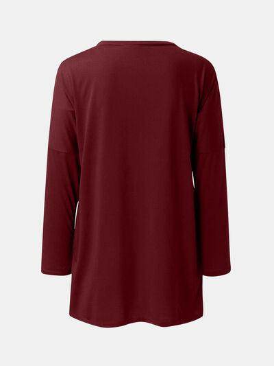 Full Size Round Neck Long Sleeve T-Shirt for Women - Selvanelle