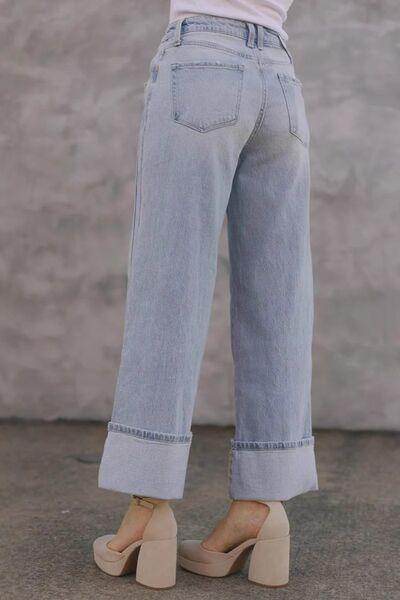 Stylish Straight Leg Jeans with Pockets for All Sizes - Selvanelle