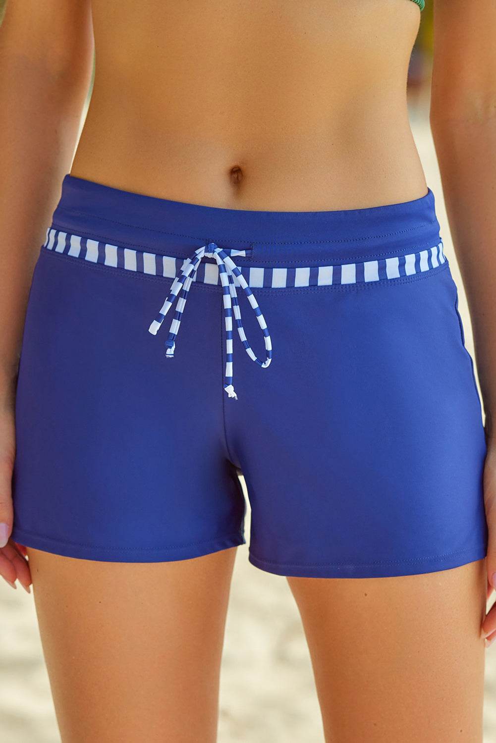 Full Size Run Contrast Drawstring Swim Bottoms - Selvanelle
