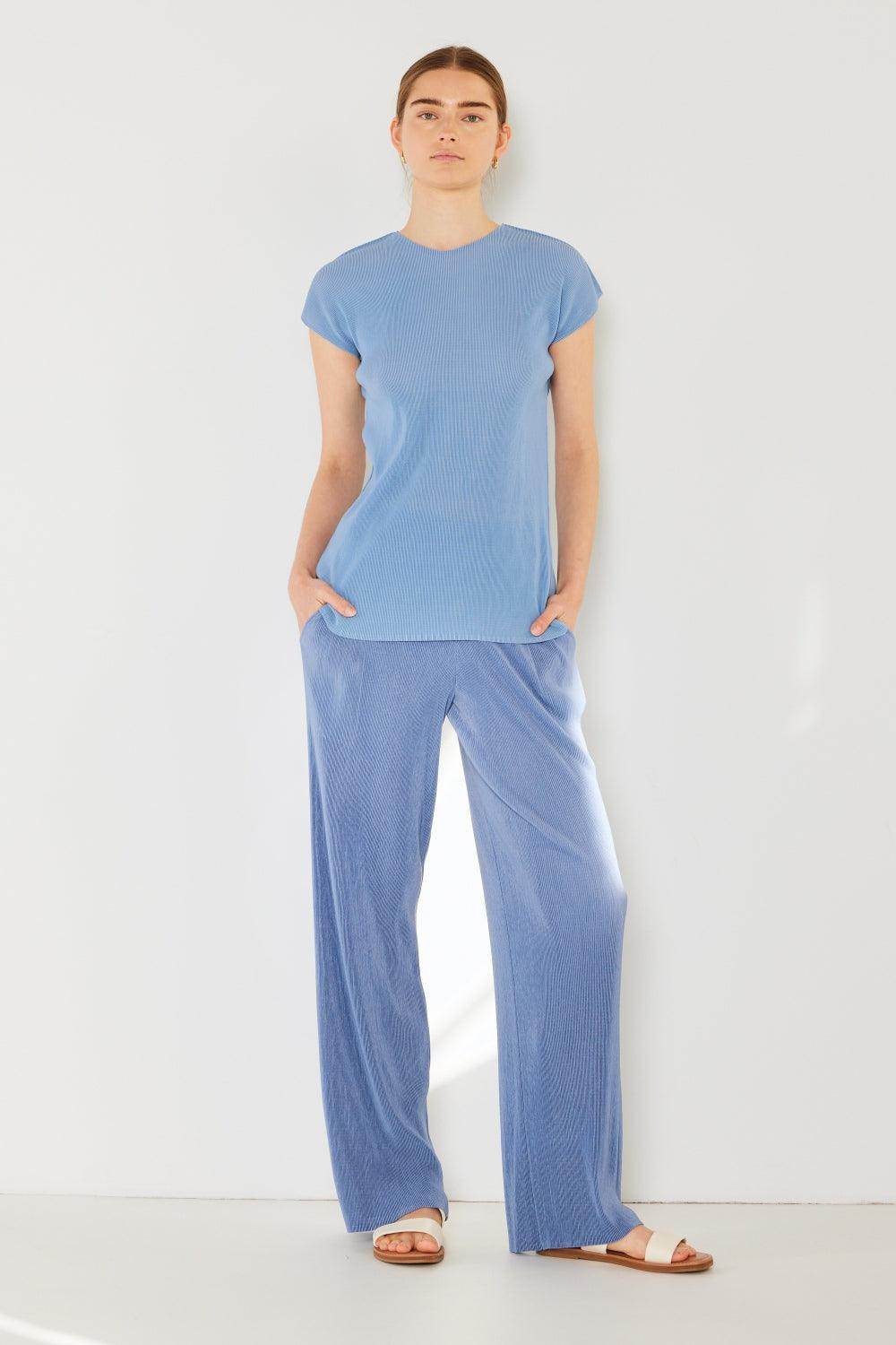 Marina West Swim Rib Pleated Elastic-Waist Wide Leg Pants - Selvanelle