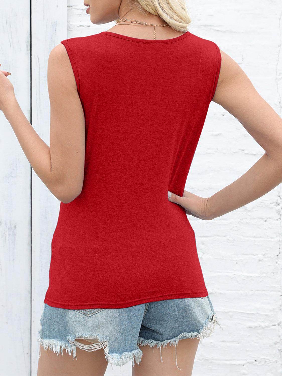 Cutout Twisted Round Neck Tank for Stylish Comfort - Selvanelle