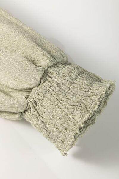 Textured Round Neck Three-Quarter Sleeve Blouse for Women - Selvanelle