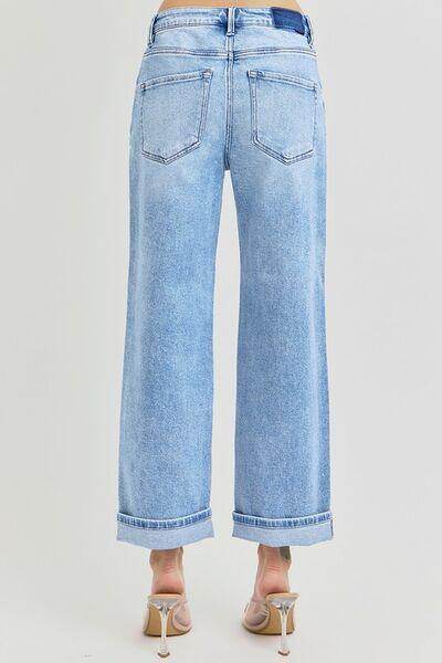RISEN Full Size Ankle Wide Leg Cuffed Jeans Plus Size - Selvanelle