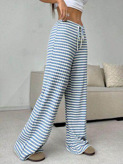 Tied Striped Wide Leg Pants for Stylish Comfort Wear - Selvanelle