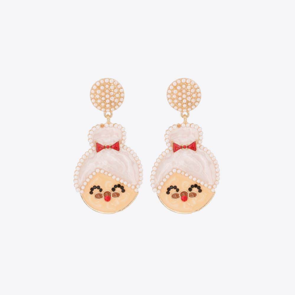 Rhinestone Alloy Mrs. Claus Earrings for Festive Style - Selvanelle