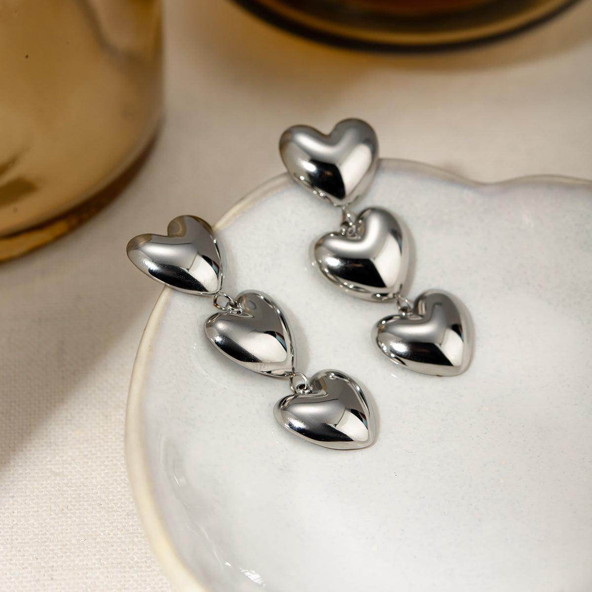 Stainless Steel Heart Earrings for Elegant Everyday Style - Selvanelle