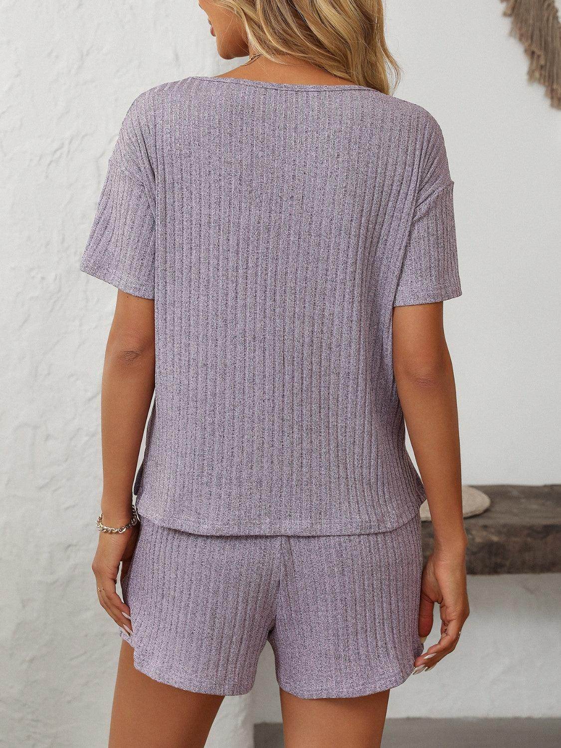 Mandy V-Neck Short Sleeve Top and Shorts Set for Women - Selvanelle