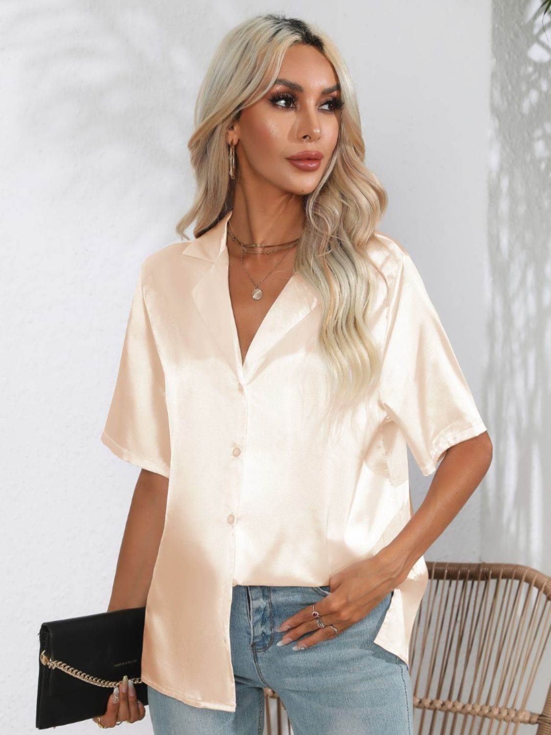 Button Up Collared Neck Shirt - Selvanelle