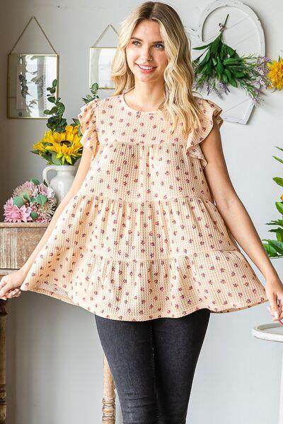 Heimish Full Size Butterfly Short Sleeve Floral Top Plus Size - Selvanelle