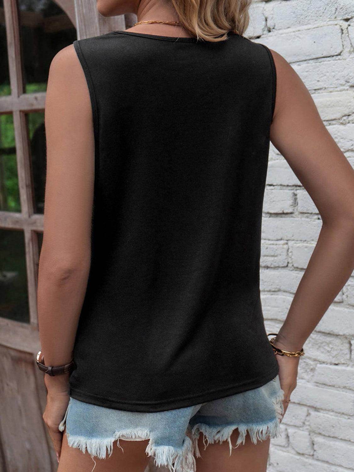 Cutout Twisted Round Neck Tank for Stylish Comfort - Selvanelle