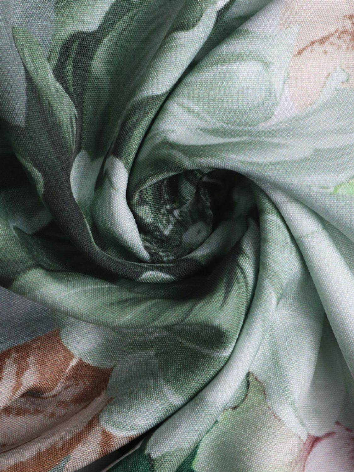 Tied Flower Printed Mock Neck Top for Women - Stylish Design - Selvanelle