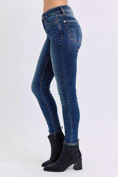 Judy Blue Full Size Run Mid-Rise Waist Skinny Jeans - Selvanelle