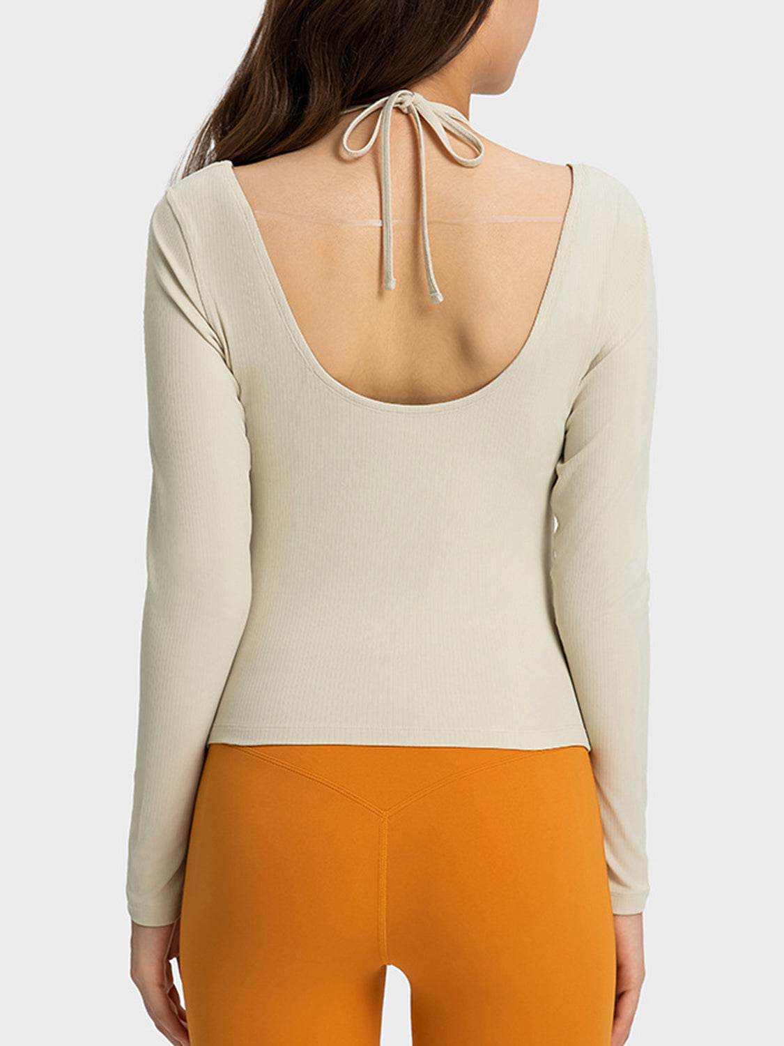 Millennia Halter Neck Long Sleeve Sporty Top - Selvanelle