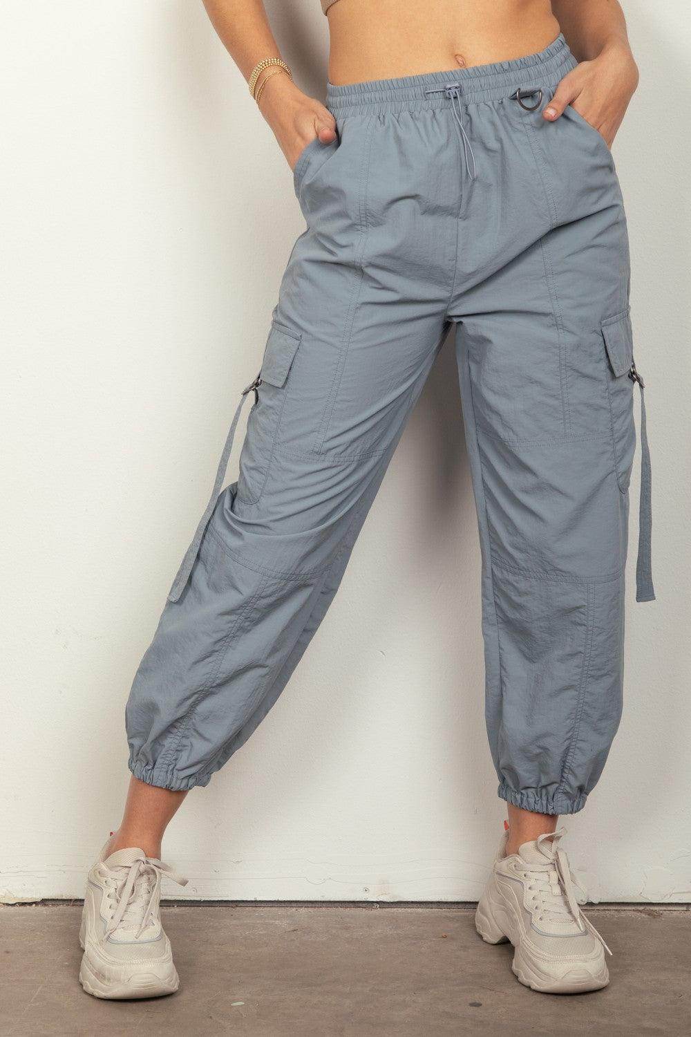 Very J Elastic Waist Woven Cargo Pants for Trendy Style - Selvanelle