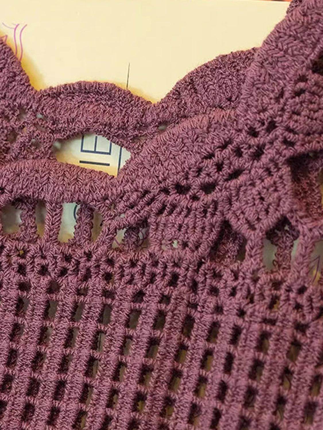 Openwork Scoop Neck Tank for Women in Sheer Cotton Style - Selvanelle