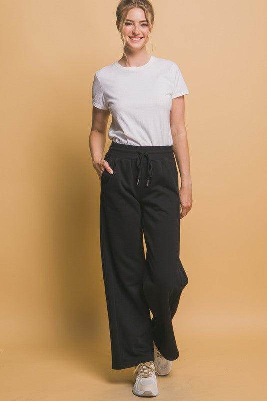 Love Tree Drawstring Wide Leg Sweatpants With Pockets - Selvanelle