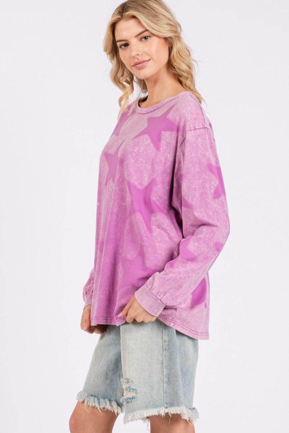SAGE + FIG Mineral Wash Star Pattern T-Shirt for Women - Selvanelle