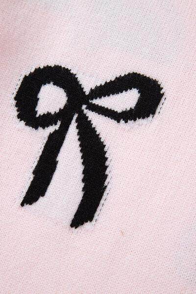 Bow Pattern Round Neck Loose Fit Sweater for Women - Selvanelle