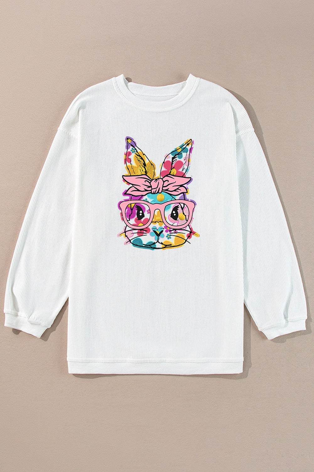Bunny Graphic Round Neck Sweatshirt - Selvanelle