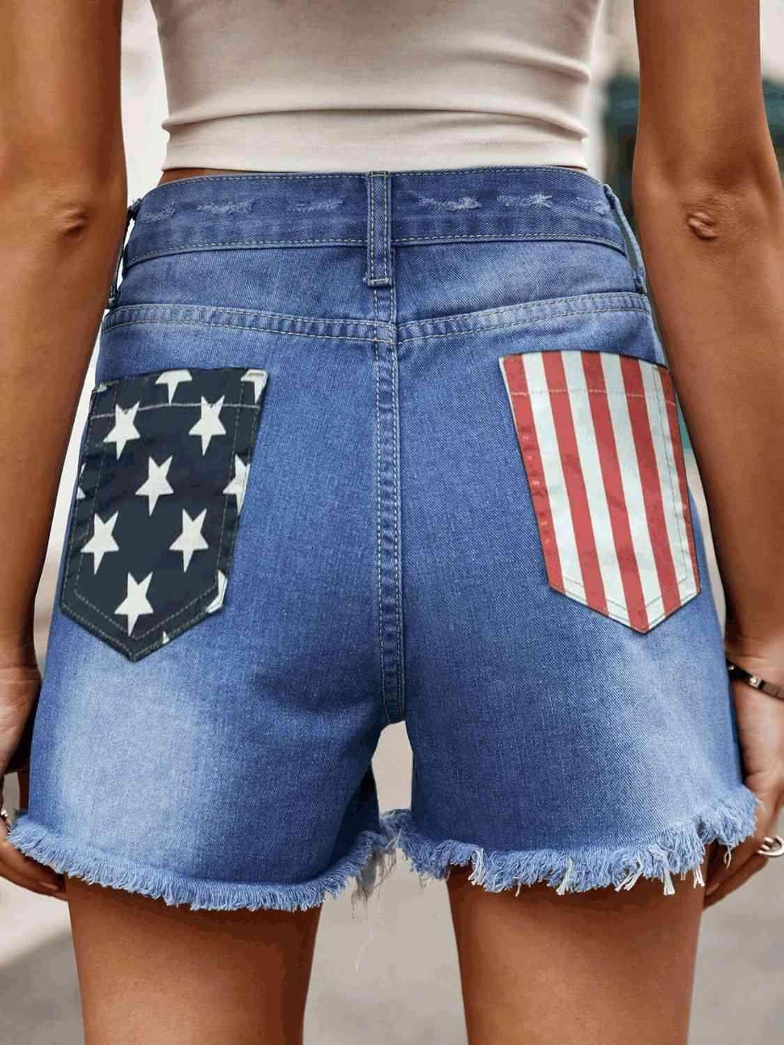 Raw Hem Denim Shorts with Pockets for Casual Style - Selvanelle
