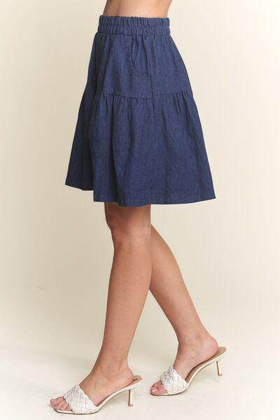 ADORA Elastic Waist Wide Leg Denim Shorts for Women - Selvanelle