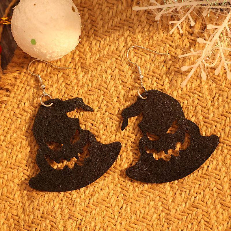 PU Leather Hat Shape Earrings for Fashionable Style - Selvanelle