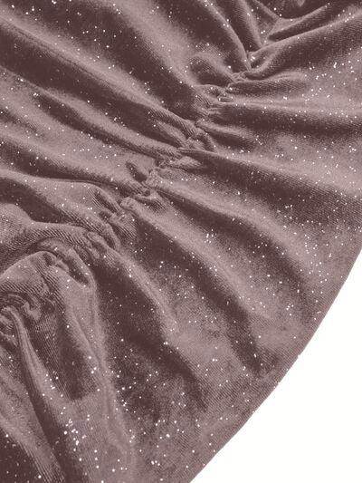 Glitter Ruched Cowl Neck Wrap Dress for Stylish Nights - Selvanelle