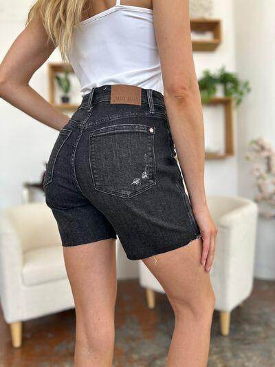 Judy Blue Full Size High Waist Rigid Magic Denim Shorts - Selvanelle