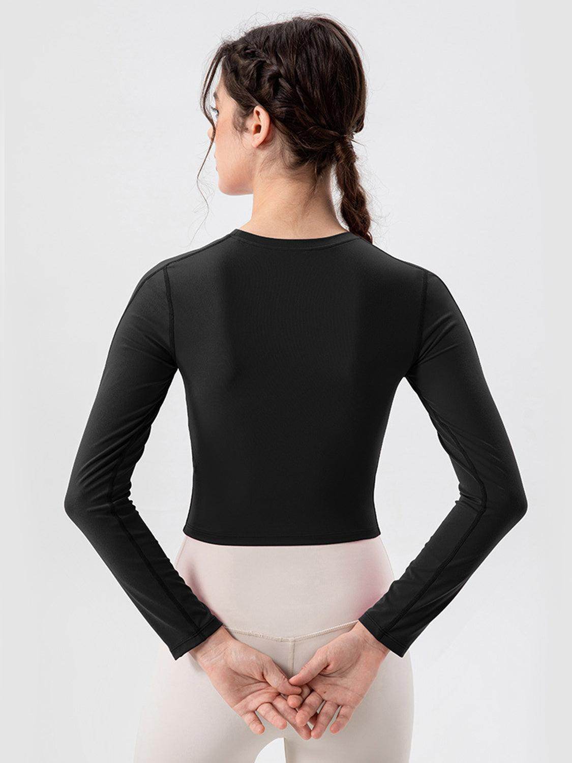 Round Neck Long Sleeve Active T-Shirt for Comfort and Style - Selvanelle