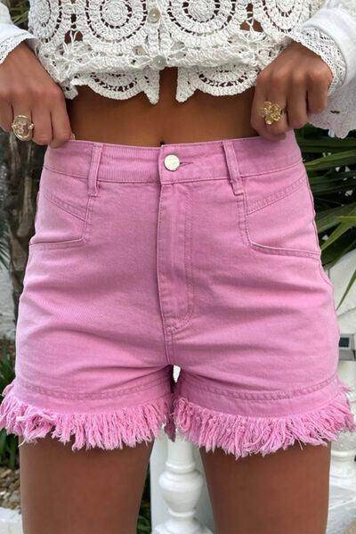 Raw Hem High Waist Denim Shorts for Stylish Summer Wear - Selvanelle