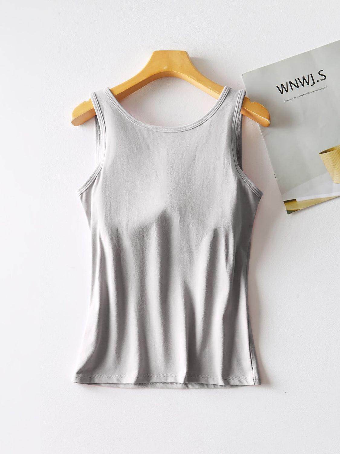Round Neck Tank with Bra for Comfortable Everyday Wear - Selvanelle