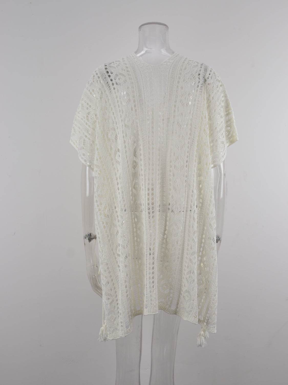 Angel Wings Cutout V-Neck Cover-Up with Tassel - Selvanelle