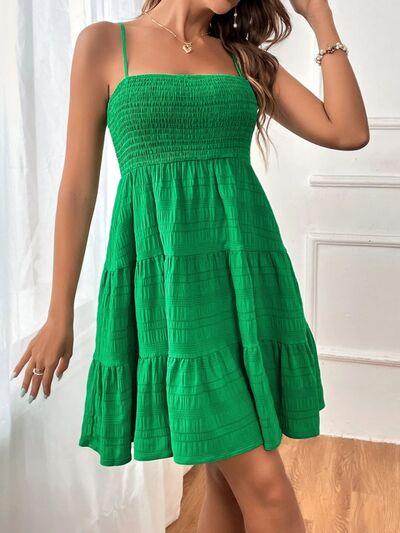 Tiered Smocked Square Neck Cami Dress for Casual Style - Selvanelle