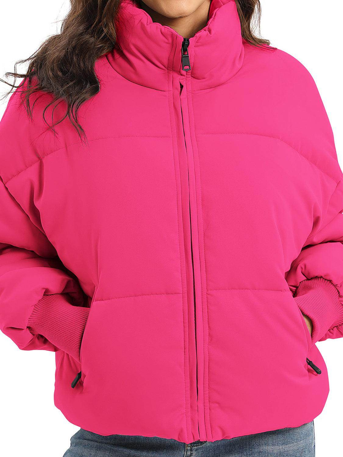 Zip Up Turtleneck Long Sleeve Winter Coat for Women - Selvanelle