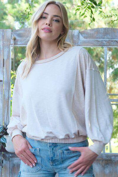 Hailey & Co Rib and Two Tone Knit Mixed Top for Women - Selvanelle