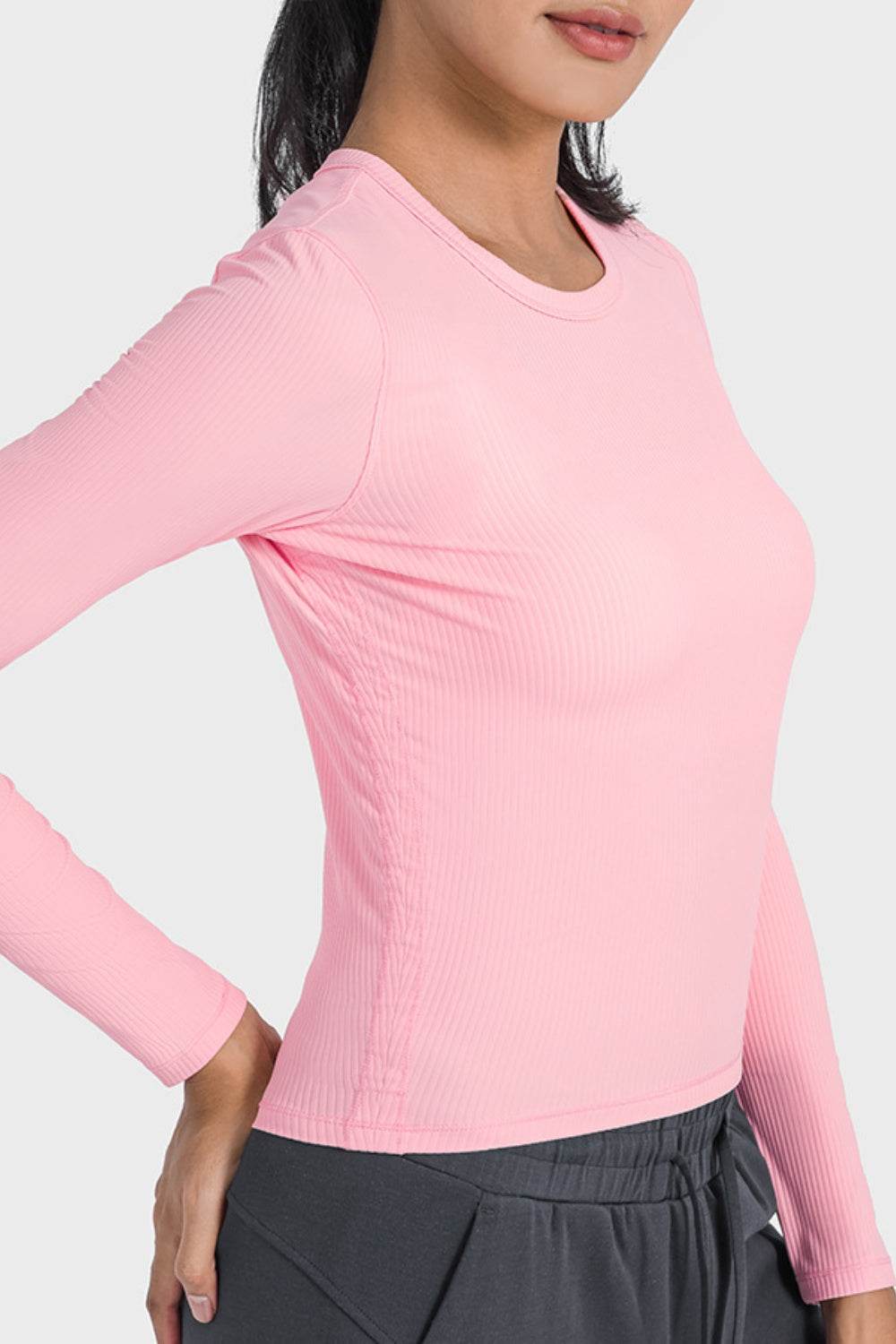 Millennia Round Neck Long Sleeve Sports Top - Selvanelle