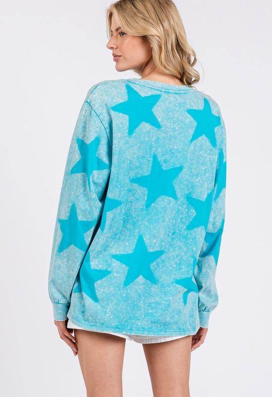 SAGE + FIG Mineral Wash Star Pattern T-Shirt for Women - Selvanelle