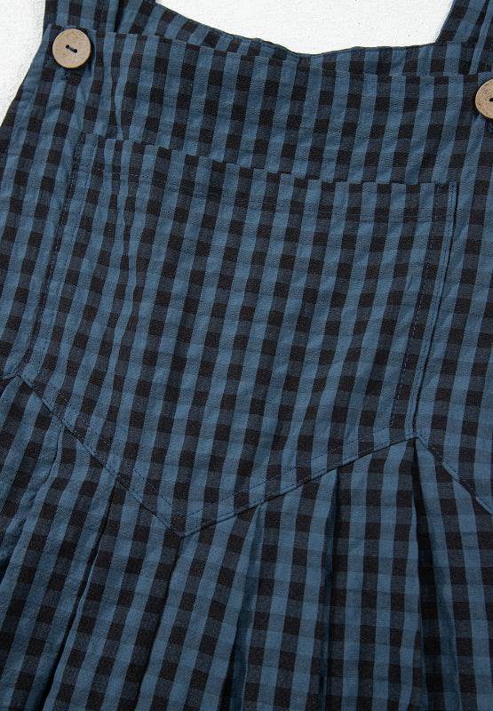 Plaid Wide Strap Wide Leg Overalls - Selvanelle