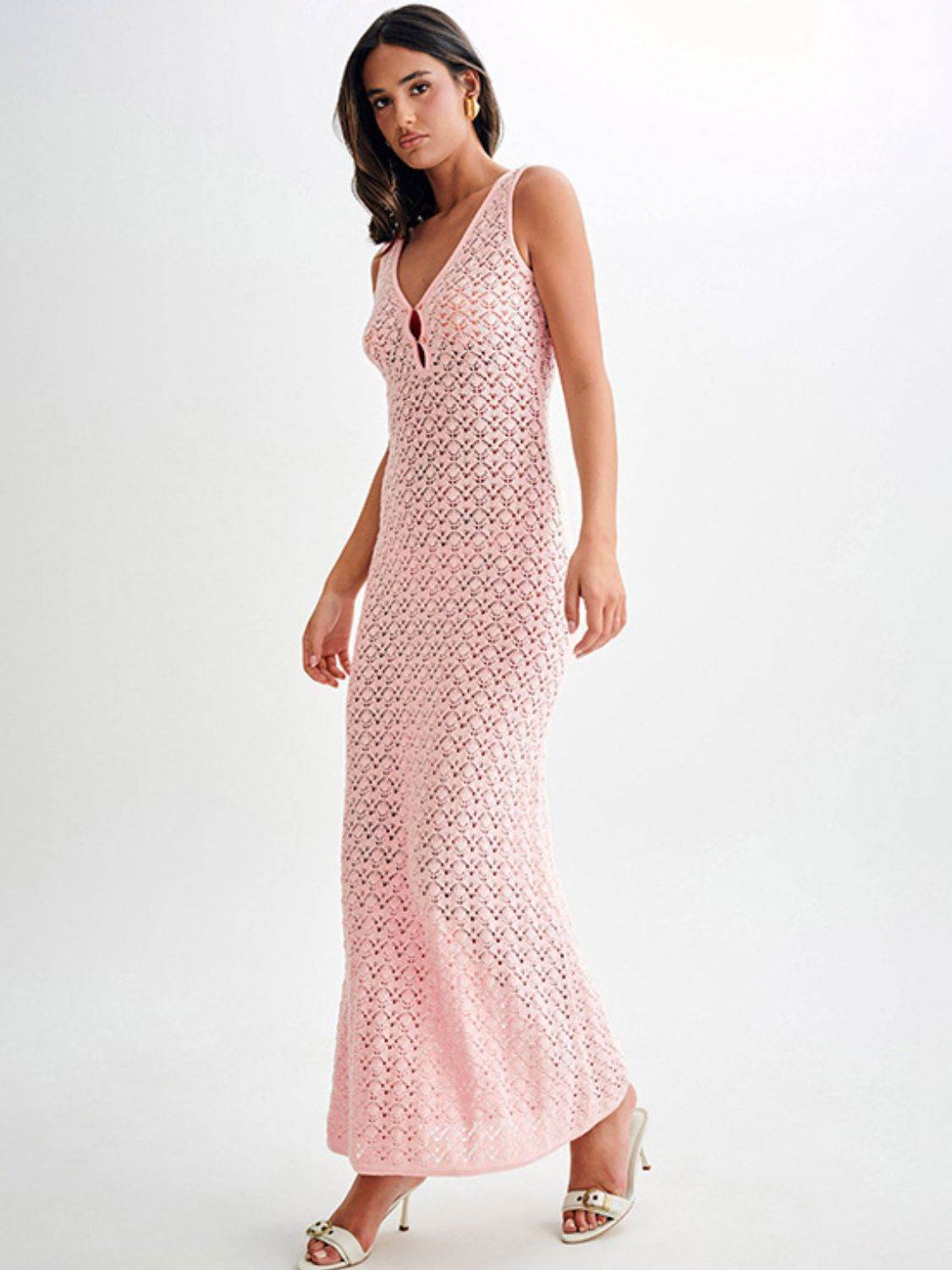 Openwork Sleeveless Maxi Dress - Selvanelle
