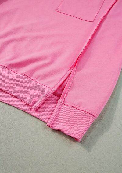 Exposed Seam Side Slit Round Neck Top for Women - Selvanelle