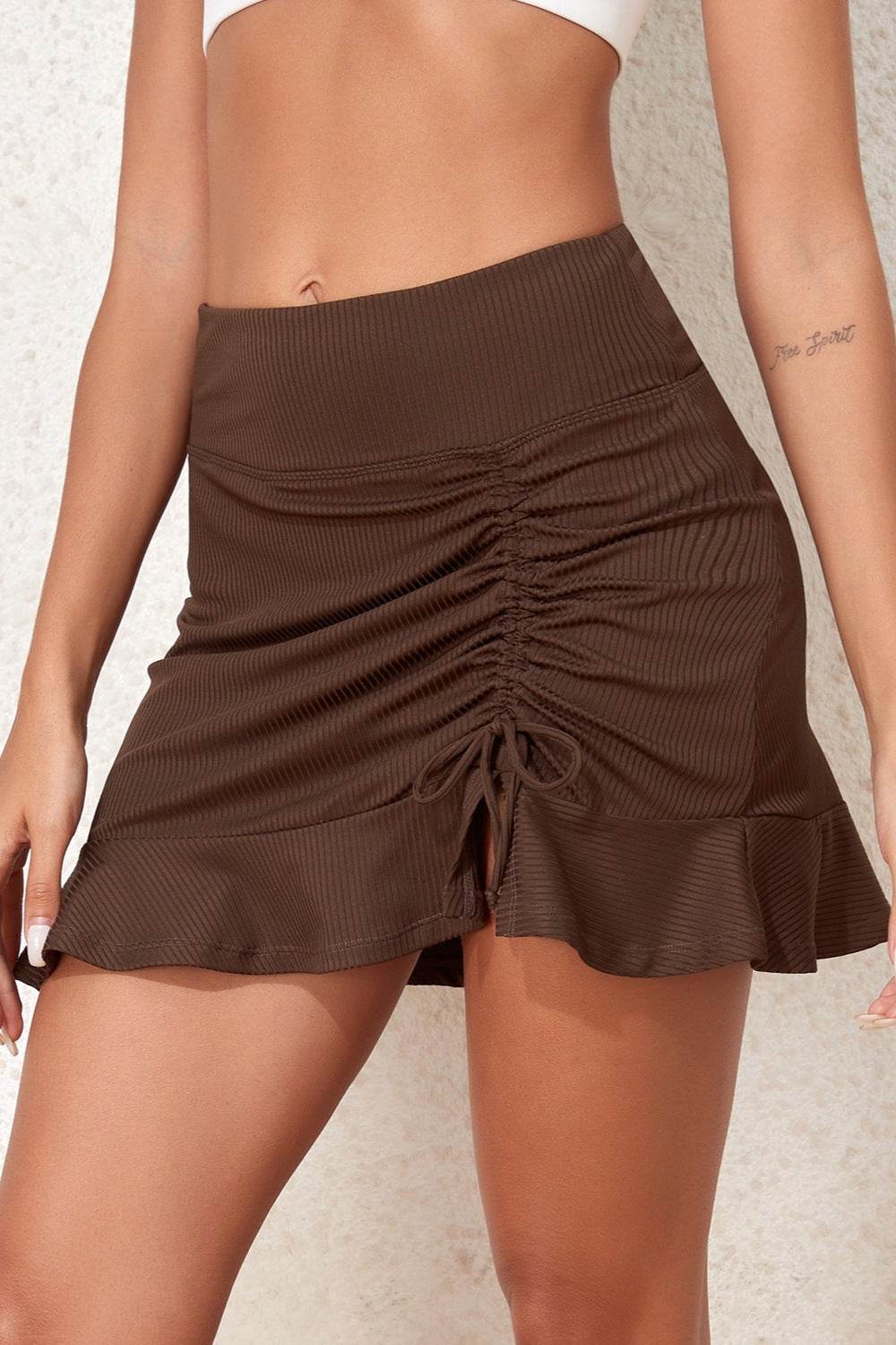 Ruched Elastic Waist Swim Skirt - Selvanelle