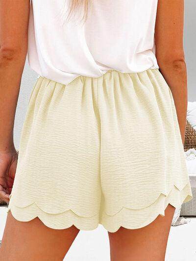 Tied Layered Scalloped Hem Shorts for Women Fashion - Selvanelle