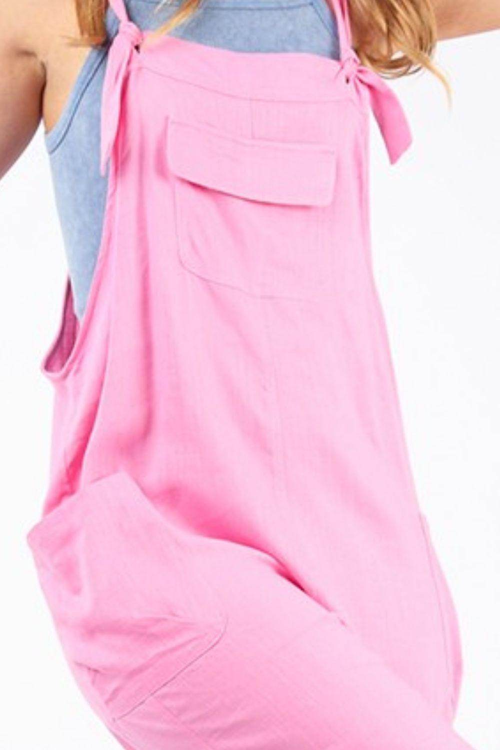 Very J Knot Strap Jumpsuit with Pockets for Women - Selvanelle