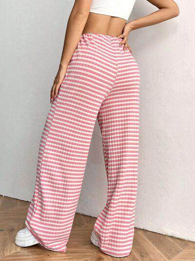 Tied Striped Wide Leg Pants for Stylish Comfort Wear - Selvanelle